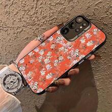 Funda de Teléfono con Patrón Floral de Fondo Naranja para 25ULTRA, S24PLUS, S23FE, S21PRO, S22, S20+, A03S, A05S, A14, A31, A53, A34, A10, A04E, M04, A33, A35, A55, A72, A71, A70, A22, A16, A06, A20S, Color de  de Moda Antisuciedad Plata IMD - Colores mixtos - Ver 6
