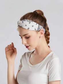 3pcs Vintage Paisley Print Elastic Headbands, Wide Criss-Cross Style, European & American, Boho Chic