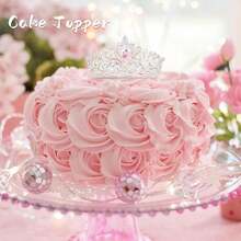 CIEHER Small Crown For FFgirls Cake Topper - Mini Princess Tiara Birthday Wedding Cake Decorations With AB Rhinestones{Inchcolor_nameinch:InchSilverAbRhinestonesinch} - SilverAbRhinestones - Xem 8