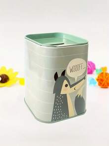 浪漫森林动物主题铁艺小猪存钱罐兼笔筒 - 大容量金属小猪存钱罐，饰有浪漫的狼、熊和鹿图案，多功能笔筒，是居家或办公收纳的理想之选。家居收纳/浪漫设计/经久耐用，小猪存钱罐，情人节、斋月最佳礼物 - 彩色 - 查看 3