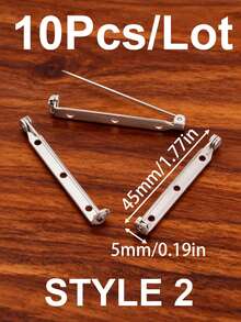 10个/包 不锈钢胸针杆别针背扣，带安全扣，适用于手工制作工艺品徽章胸针夹针安全锁胸针空白底座安装针，用于DIY珠宝制作材料配件 - 胸針 - 查看 21