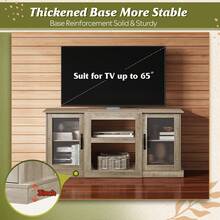 TV Stand For 65-Inch TV, Retro TV Console Cabinet With Storage And Open Shelves, Entertainment Center For Living Room, Bedroom, Greige - 希臘 - 查看 4