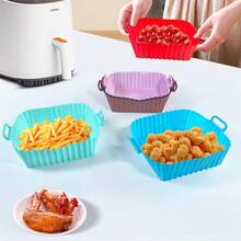 1/2pc Reusable Silicone Air Fryer Liner, Fits 4-7 Quart (Approx. 17-20.3cm) Air Fryers And Microwaves - Multicolor - View 4