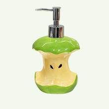 Dispensador de cerámica con diseño de corazón de manzana [Diseño creativo | Corazón de manzana] | Accesorio de hogar de alta gama para baño, cocina, hotel | Dispensador de champú, gel de baño, loción, jabón de platos | Regalo digno de - Botella dispensadora de corazón de manzana verde - Ver 8