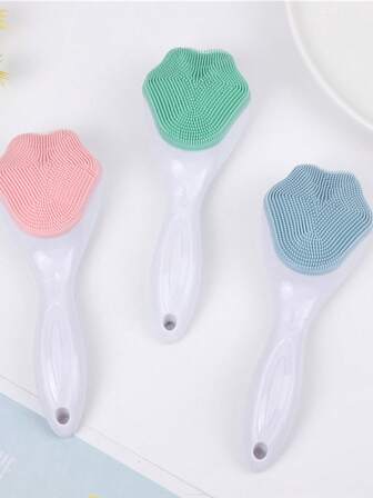 1pc Silicone Face Exfoliating Brush, Cute Cat Paw Massage Cleansing Brush, Available In Pink, Blue, Green, Manual Handheld Facial Cleansing & Blackhead Exfoliating Tool, Soft Bristles, Waterproof Design, Suitable For Facial Care