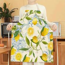 1pc Lemon Pattern Apron, Creative And Interesting Fashionable Printed House Cleaning Apron, Waterproof Oil And Easy-To-Clean Kitchen Cooking Apron, Creative Home Apron, Work Clothes - Multicolor - View 6