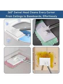 1个迷你免手持拖把，配有可拆卸拖布，自动投放干湿两用拖布，可重复使用的挤压式拖把架。适用于干湿两用一次性拖布，可用于清洁家居地面、墙壁、浴室、卫生间、角落、窗户等多种表面。小巧灵活，是居家好帮手。