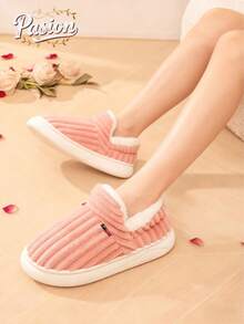 Plus Size 47 Non-Slip Soft Bottom Slippers, Unisex Indoor/Outdoor Fluffy Warm Comfortable Solid Color House Slippers - Pink - View 8