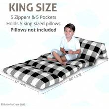 Car Inflatable BedButterfly Craze - Funda de almohada para piso funda para tumbona color negro/blanco tamaño king solución de asiento acogedora para niños y adultos cojín reclinable perfecto para leer hora deCar Inflatable Bed - Negroblanco - Ver 3