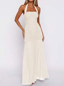 Đầm trắng thanh lịch hở lưng gợi cảm dành cho nữ của Unadoll, thích hợp cho các buổi hẹn hò, kỳ nghỉ, sinh nhật, tiệc tùng, ngày Valentine. - Màu be - Xem 10