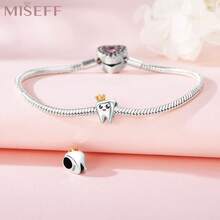 MISEFF 1 pieza Encanto de plata de ley S925 con diseño dental para hacer pulseras, manualidades y regalos de joyería para mujeres