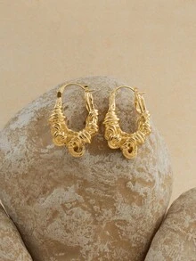 Opalesca 夏季金属缠绕结不对称环形耳环，适合具有独特设计感的女性 - 金色 - 查看 3