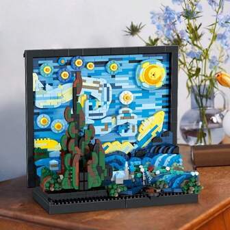 1380片微钻颗粒积木套装，夜空星空画，高难度成人拼装积木，创意室内装饰，圣诞礼物