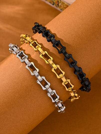 1件18K镀金不锈钢手工几何手链，百搭优雅，尽显奢华气质，适合男士日常佩戴和参加派对，也是送给男友的理想礼物。材质经典永恒，简约风格，适合日常佩戴。