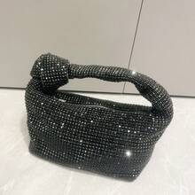 Dancing Engine 闪亮水晶水钻女士晚宴手拿包，适合派对场合，奢华设计师手工钱包和手提包 - 黑色 - 查看 11