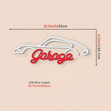 Garage Neon Sign, LED Wall Hanging Decor For Garage, Workshop, Man Cave - Ideal Gift For Dad And Auto Enthusiasts, Plastic Material, Switch Controlled, USB Powered, Non-Variable Single Hue ,Bedroom Decorations - White+Red - View 9