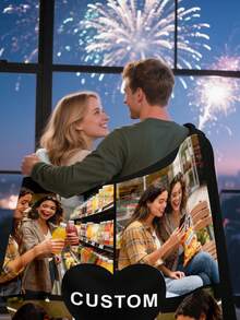 1pc Custom Photo Text Flannel Throw Blanket 280GSM, Personalized Soft Cozy Warm Comfortable Lightweight Blanket, Machine Washable All Seasons Suitable Flannel Blanket, Portable Travel Camping Car Office Sofa Bed Couch Blanket, Great Gift For Men Women Mom Dad Couples Grandmother Grandfather Son Daughter Brother Sister Wife Husband Coworker Colleague Teacher , Birthday Anniversary Christmas Valentine's Day Mother's Day Father's Day Graduation Halloween Women's Day Thanksgiving Teacher Appreciation Week International Nurses Day Back To School National Es Day Boss's Day Independence Day Gift, Ideal For Relaxing Lounging Snuggling Decorating Gifting, Customizable With Your Favorite Photos Messages Names, Ultra Soft Plush Feel, Durable Easy Care Fabric, Versatile Home Travel Use, Heartwarming Sentimental Practical Present - style-5 - 查看 5