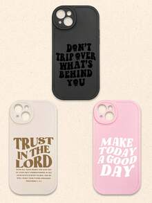 3pcs Inspirational & Christian-Themed Black/Beige/Pink Phone Cases, Compatible With IPhone & Galaxy,International Version, Not The Domestic Version - Multicolor - View 26