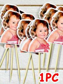 10/25/50/100/150pcs Personalized Photo Cake Toppers - Customizable Photo & Portrait Design, Easy To Place On Cakes - Suitable For Birthday, Baby Shower, Family Gathering, Holiday Cakes - Great For Home Use - Multicolor-normal - View 14