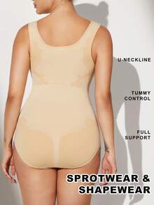Plus Size Curve Woman Activewear Yoga Clothes Seamless Gym Sports High Support Moisture Wicking Workouts Breathable Outdoor Plus Size Curve Summer - Apricot - View 7