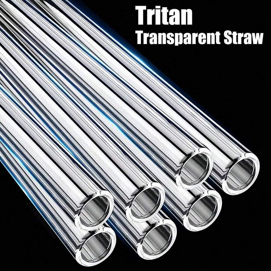 4/6/10pcs Transparent Tritan Straws,30cm/11.81in Length, 1cm/0.39in Diameter,Straight Drinking Straws For Vacuum Tumbler Themos Cup Bottle,Comes With Straw Brush,Compatible With Stanley