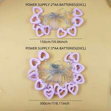 1件 1.5m/3m 紅色/白色/粉色 中空心形仙女燈串，電池供電（不含電池），適用於聖誕裝飾、家居裝飾、派對裝飾、情人節裝飾、婚禮裝飾、新年裝飾，適合室內裝飾、派對場景、感恩節場景 - 紅色 - 查看 4