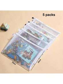 5pcs/Set Small Particle Card Transparent Storage Bags, Kids Organizing Pouches - White - View 14