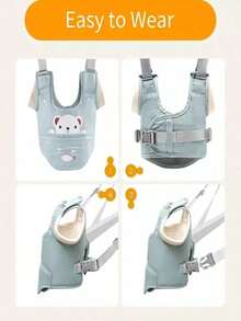 Four Seasons Portable Breathable Baby Walker, Baby Learning Walking Harness, With Waist Protection And Anti-Pull Rope - Mint Green - View 6