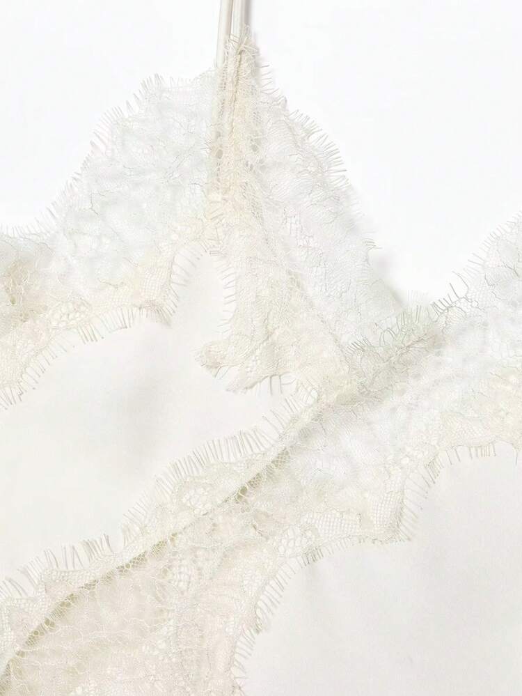 Seelio 新作 レディースファッション ヨーロッパ&アメリカンスタイル レース装飾 セクシーランジェリー風トップス 夏用 - ベージュ - 見る 7