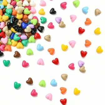 50pcs Opaque Acrylic Heart Spacer Beads, Mixed Color For DIY Friendship Bracelets, Jewelry Making & Valentine's Day Gifts - Craft Supplies For Custom Jewelry