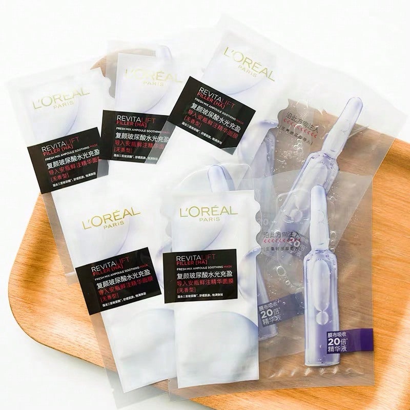 LOREAL L'Oreal Revitalift Hyaluronic Acid Hydrating Ampoule Face Mask, 33g/Sheet, 5 Sheets/Box - HA - View 1