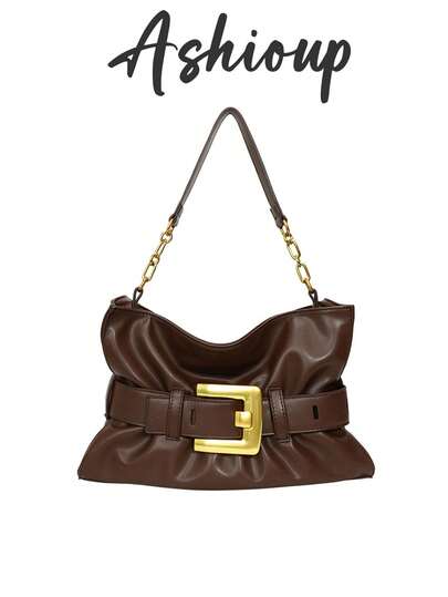 Women's PU Leather Pleated Hobo Shoulder Bag With Metal Chain Strap, Clutch Purse For Party Or Evening Occasions