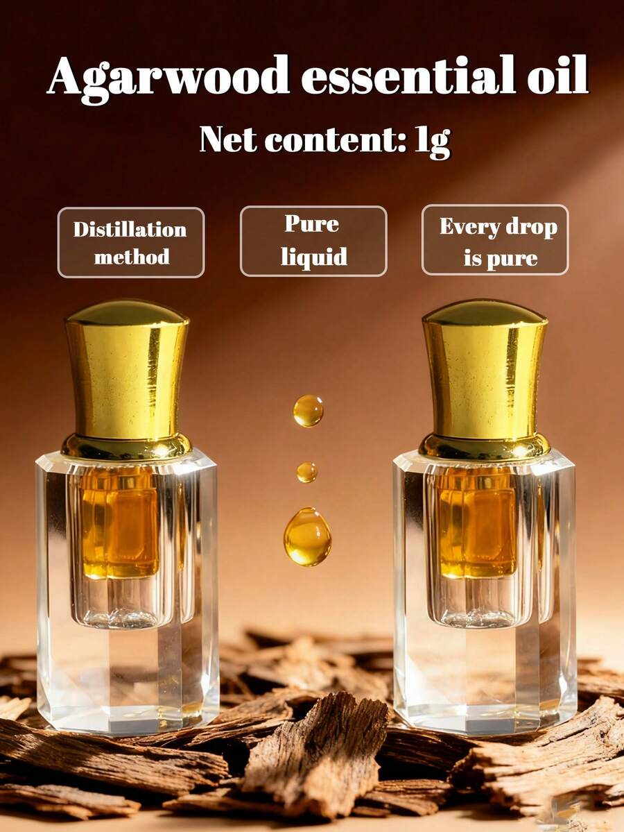 1g Natural Agarwood Essential Oil, 4A Grade, Distilled From Pure Agarwood, With Rich Woody Aroma. Can Be Used With Aromatherapy Diffuser To Help Relax Body And Mind, Promote Sleep, Relieve Anxiety, Also Suitable For Meditation And Yoga Practice. - Agarwood Essential Oil - View 1