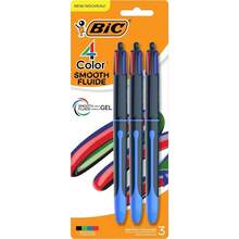 BIC 4 Color Smooth Retractable Ballpoint Pen 1.0 Mm Point For Smooth Ink Flow 3Count Pack In Assorted Ink Colors - Màu xanh lam - Xem 2