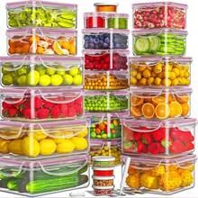 40/10-Piece Food Storage Container Set, Kitchen Organizing Bins, Meal Prep Containers With Lids, Stackable Reusable Snack And Lunch Boxes, Easy-Seal Lids, Plastic Snapware (20/5Containers + 20/5Lids), 40-Piece Set Includes Labels And Marker For Pantry And Kitchen Organization - Black 40PCS (20 Lids + 20Containers) - 查看 2