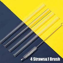 4/6/10pcs Transparent Tritan Straws,30cm/11.81in Length, 1cm/0.39in Diameter,Straight Drinking Straws For Vacuum Tumbler Themos Cup Bottle,Comes With Straw Brush,Compatible With Stanley