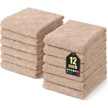 12 Pack Kitchen Dish Cloths (10 X 10 Inches, Cream Yellow), Super Soft And Absorbent Coral Velvet Dish Towels, Nonstick Oil Fast Drying Microfiber Cleaning Cloth, No Lint Household Dishcloths, 2025 - 棕褐色 - 查看 8