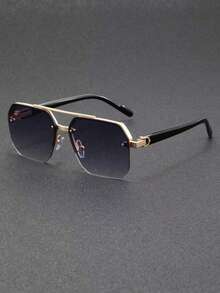 1 pieza Gafas de moda con doble puente estilo aviador para hombres, diseño de montura de moda, adecuado para atuendos de vacaciones, viajes, playa, conducción, vacaciones, accesorio de estilo callejero