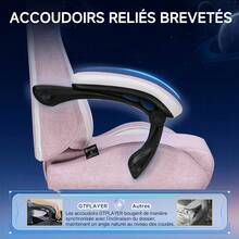 GTPLAYER Chaise gaming ergonomique avec soutien lombaire - Siège PC à large assise - Charge max : 150 kg - Rose bonbon - Voir 7