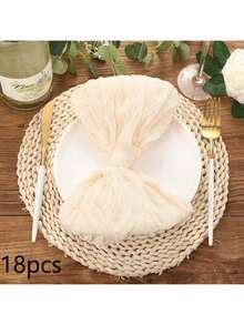 18pcs/Set Cheese Cloth Napkins 20*20 Inch, Crinkled Decor Napkins Suitable For Wedding, Reception, Bridal Shower, Party, Hotel, Picnic, Celebration (Smoke Blue)