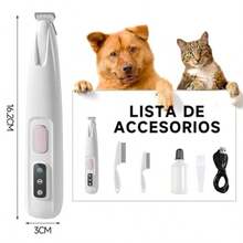 DOTOTO Electrico Clipper para Perros y GatosCortapelo para Mascotas con luz LED IPX7 impermeable Cortapelos con luz LED y Peine para Mascotas - blanco - Ver 3