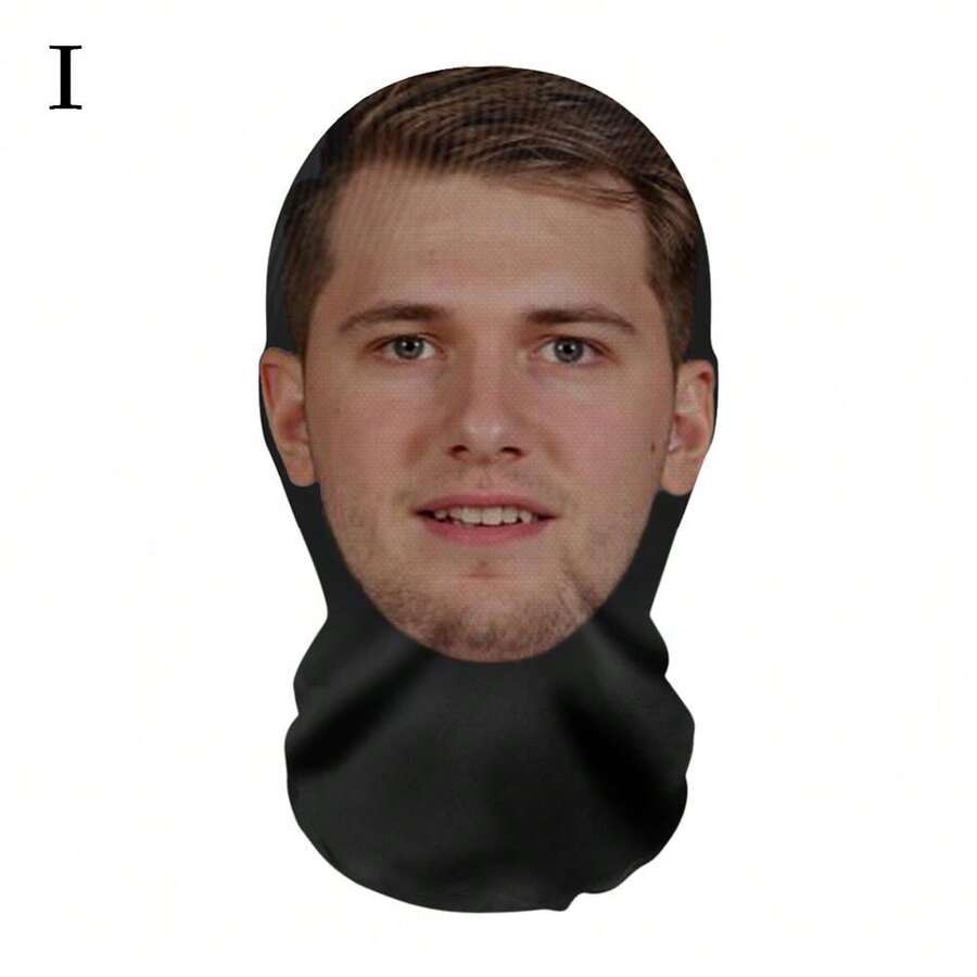 3D Celebrity Full Face Mask | Funny And Humorous Role-Play Costume Accessory | High-Elasticity Polyester Fiber | Breathable Full-Face Cover With Sporty Style | Wind-Resistant For Outdoor Activities And Cycling | Perfect For Costume Parties, Christmas, Halloween And Carnival Celebrations-1Pack - 黑色 - 查看 1