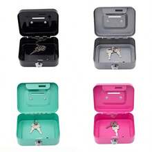 1pc Creative Portable Metal Key Lock Storage Box, Money Box, Adult Piggy Bank, Coin Bank, Cash Box, Cash Register (Random With Or Without Cardboard) - Multicolor - View 5