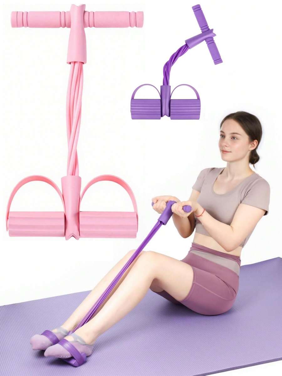 1pc Multifunctional Resistance Bands, 6 Tubes Elastic Yoga Pilates Trainer, Fitness Pull Rope With Handles For Abdominal/Waist/Arm/Leg Stretching And Weight Loss Workout