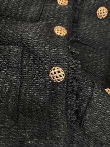 Áo khoác cardigan nữ GMFP mùa xuân/hè kiểu dáng thanh lịch, rộng rãi, màu đen trơn, chất liệu retro, cổ tròn, cài cúc đơn, chất liệu len pha, thích hợp cho các lễ hội âm nhạc/mùa cưới. - màu đen - Xem 11