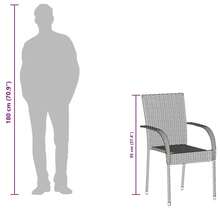 vidaXL 6 Stück stapelbare Gartenstühle aus grauem Polyrattan - Grau - Übersicht 11