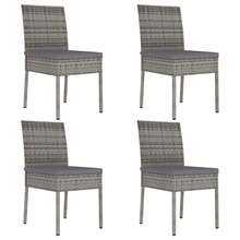 vidaXL 4 Stück Garten-Essstühle aus Poly Rattan in Grau - Grigio - Visualizzare 1