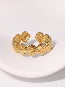 1pc Fashionable Seashell Shaped Stainless Steel Ring With Unique Design, Suitable For Women Everyday/Party Wear