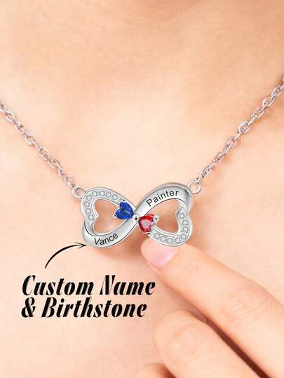 1pc Personalized Birthstone Necklace Heart Birthstone Necklace Heart Necklace Custom Name Necklace Gifts For Mom Gifts For Her.