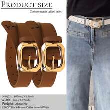 1pc Custom Leather Belt - Carved Genuine Leather Belt - Handmade Leather Belt - Women's Square Buckle Belt - Personalized, Elegant, Fashionable Belt Suitable For Daily Wear, Holidays, Birthdays, Gifts For Girlfriend, New Year - Multicolor - View 11